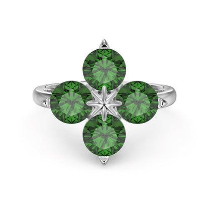 [Vivid Aurora]Four-Leaf Clover Eight-Pointed Star Ring