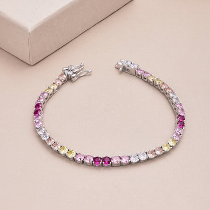 [Vivid Aurora]Radiant Colorful Round Cut Tennis Bracelet