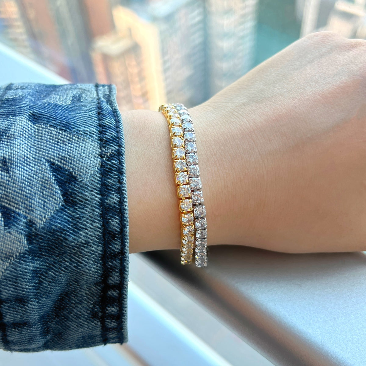 [Vivid Aurora]Sparkling Radiant Princess Cut Tennis Bracelet