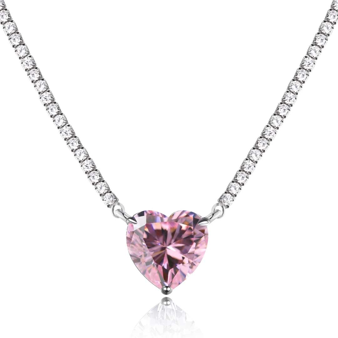 [Vivid Aurora]8.0 Carat Versatile Colorful Sweet Heart-Shaped Tennis Necklace