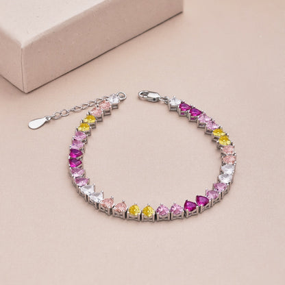 [Vivid Aurora]Luxurious Colorful Romantic Heart Shape Lover Bracelet