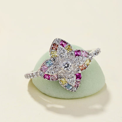 [Vivid Aurora]Luxurious Colorful Flower Shape Banquet Ring