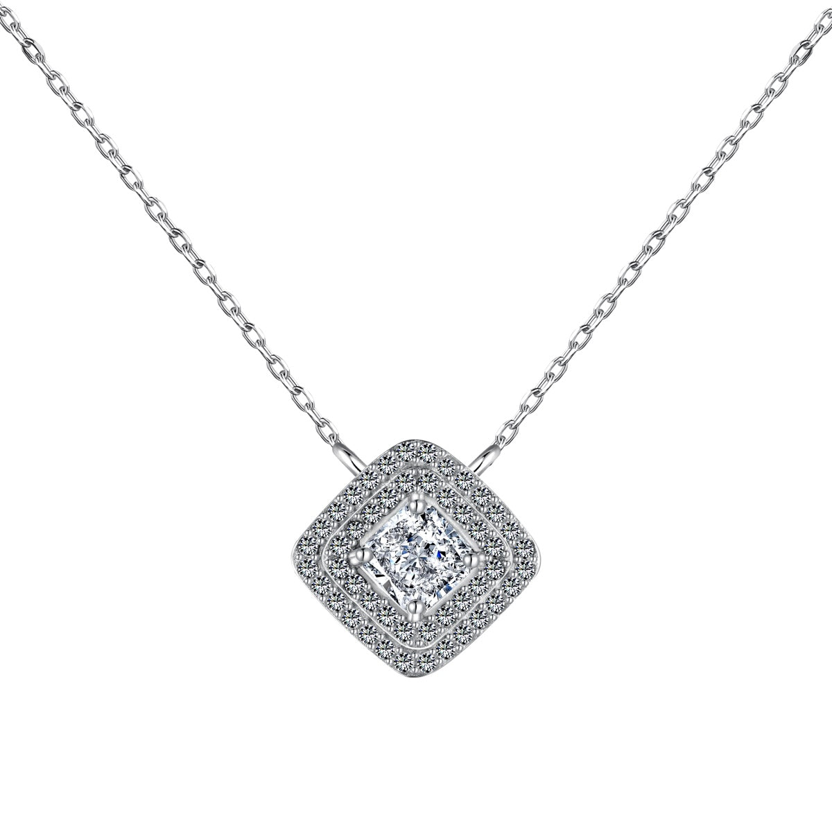 [Vivid Aurora]Sparkling Asscher Cut Necklace