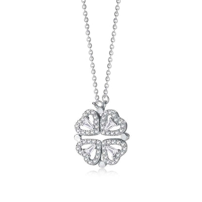 [Vivid Aurora]Ornate Heart Cut Flower Shape Necklace