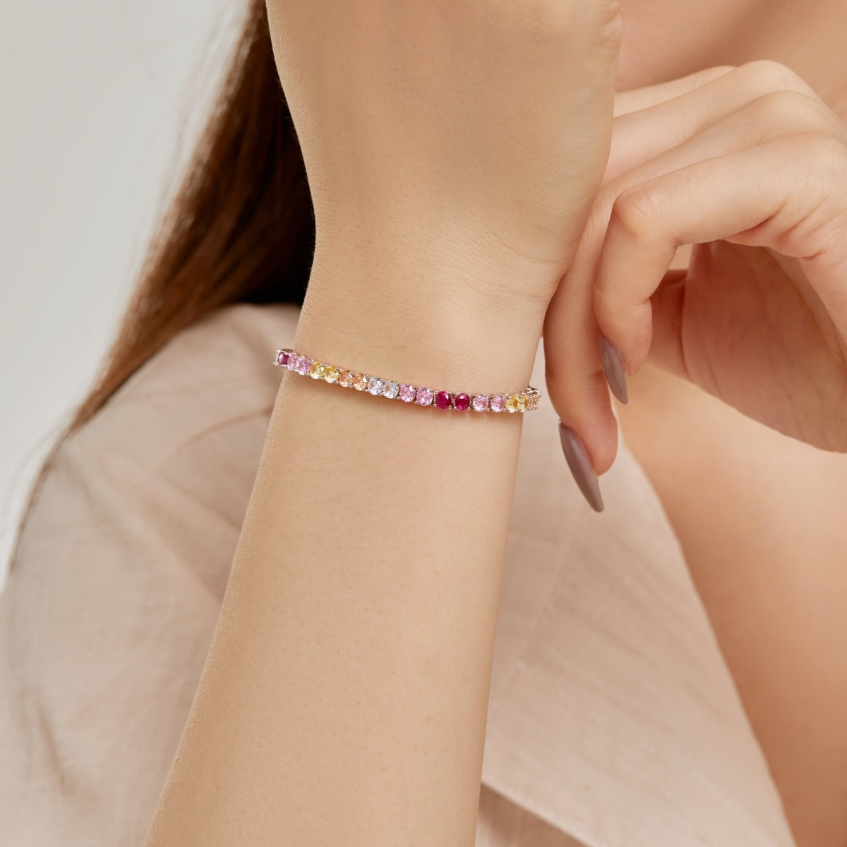 [Vivid Aurora]Radiant Colorful Round Cut Tennis Bracelet